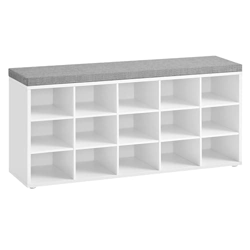 VASAGLE Shoe Bench with Cushion, 15 Compartments (ULHS15)